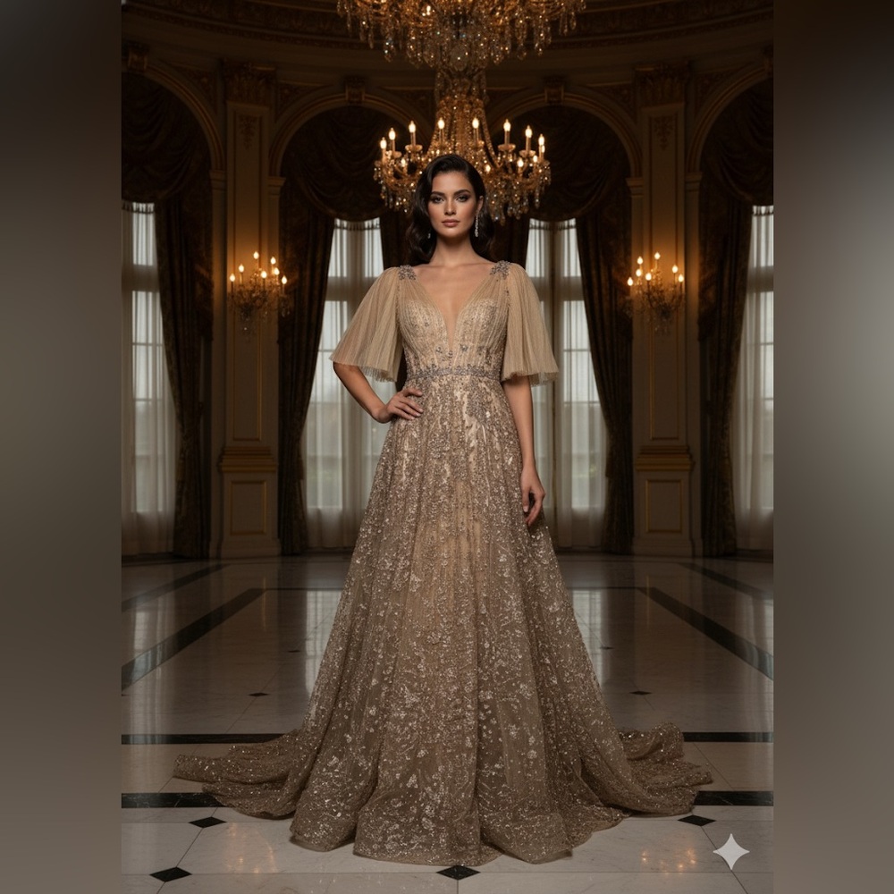 Elegant Gold Evening Gown